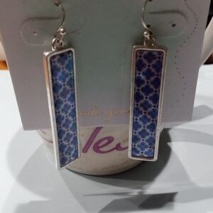 Periwinkle by Barlow Silver and Blue Geometric Earrings